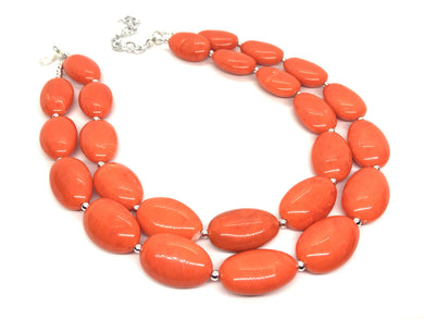 Bright Orange Statement Necklace, Chunky Beaded Necklace, Orange Jewelry, Fall Jewelry, Fall necklace, fall jewelry, orange earrings