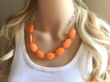 Load image into Gallery viewer, Creamsicle Orange Statement Necklace &amp; earring set, orange jewelry, Your Choice GOLD or SILVER, orange bib chunky necklace, orange necklace