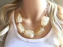 Load image into Gallery viewer, Honey Butter Statement Necklace &amp; Earring set, yellow jewelry, Your Choice of GOLD or SILVER, champagne bib chunky necklace, yellow