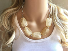 Load image into Gallery viewer, Honey Butter Statement Necklace &amp; Earring set, yellow jewelry, Your Choice of GOLD or SILVER, champagne bib chunky necklace, yellow