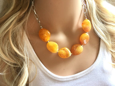 Yellow Statement Necklace & Earrings, yellow jewelry, Your Choice GOLD or SILVER, yellow bib chunky necklace, yellow oval necklace