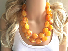 Load image into Gallery viewer, Marigold Chunky Statement Necklace, Big beaded jewelry, multi Strand Statement Necklace, Bib necklace, yellow bridesmaid wedding, praline