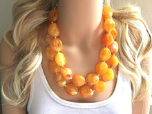 Load image into Gallery viewer, Firey Marigold Chunky Statement Necklace, Big beaded jewelry, red orange Statement Necklace, Bib necklace, yellow bridesmaid wedding