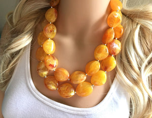 Marigold Chunky Statement Necklace, Big beaded jewelry, multi Strand Statement Necklace, Bib necklace, yellow bridesmaid wedding, praline