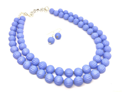 Periwinkle Statement Necklace, Double Strand Chunky Beaded Necklace, blue purple Jewelry, Spring Jewelry, blue Necklace, periwinkle beaded