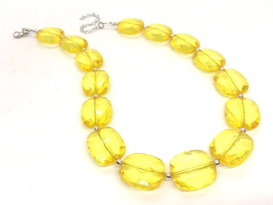 Yellow Single Strand Big Beaded Statement Necklace, yellow Jewelry, yellow beaded necklace, yellow bridesmaid necklace jewelry, drop earring