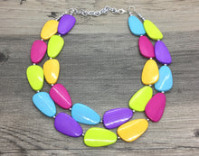 Load image into Gallery viewer, Fiesta Rainbow Beaded Necklace, Colorful Jewelry, Chunky statement necklace, big beaded necklace, rainbow jewelry, rainbow baby