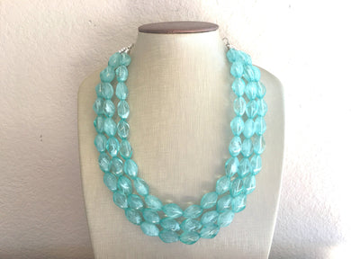 Mint Statement Necklace, Multi Strand Chunky Beaded Necklace, Mint Green Jewelry, Spring Jewelry, green Necklace, mint green beaded necklace