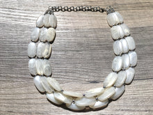 Load image into Gallery viewer, Cream Big Bead Necklace, multi Strand Statement Jewelry, cream Chunky bib, bridesmaid necklace, eggshell jewelry, beaded jewelry