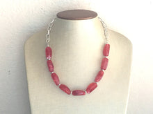 Load image into Gallery viewer, Red Statement Necklace &amp; Earrings, red jewelry, Your Choice GOLD or SILVER, red bib chunky necklace, red necklace