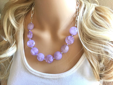 Lavender Purple Statement Necklace & Earring set, purple jewelry, Your Choice of GOLD or SILVER, purple bib chunky necklace, purple earring