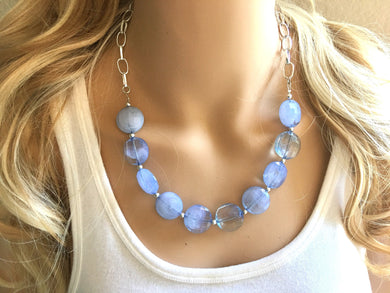 Periwinkle Statement Necklace & Earring set, blue jewelry, Your Choice of GOLD or SILVER, blue bib chunky necklace, purple necklace