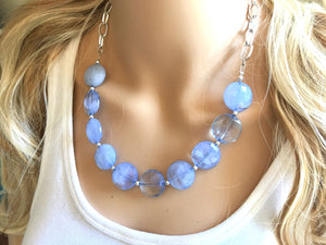 Periwinkle Statement Necklace & Earring set, blue jewelry, Your Choice of GOLD or SILVER, blue bib chunky necklace, purple necklace