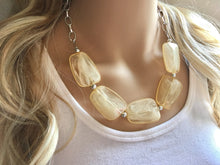 Load image into Gallery viewer, Honey Butter Statement Necklace &amp; Earring set, yellow jewelry, Your Choice of GOLD or SILVER, champagne bib chunky necklace, yellow