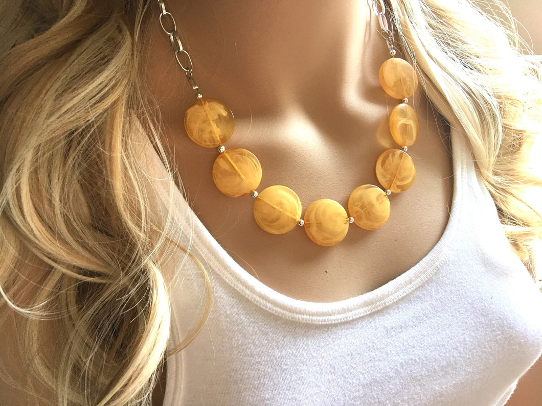 Pumpkin Halloween Orange Statement Necklace & earring set, orange jewelry, Your Choice GOLD or SILVER, orange bib chunky necklace, bright