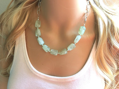 Light Mint Green Statement Necklace, Green jewelry, Your Choice of GOLD or SILVER, mint green bib chunky necklace, light green necklace