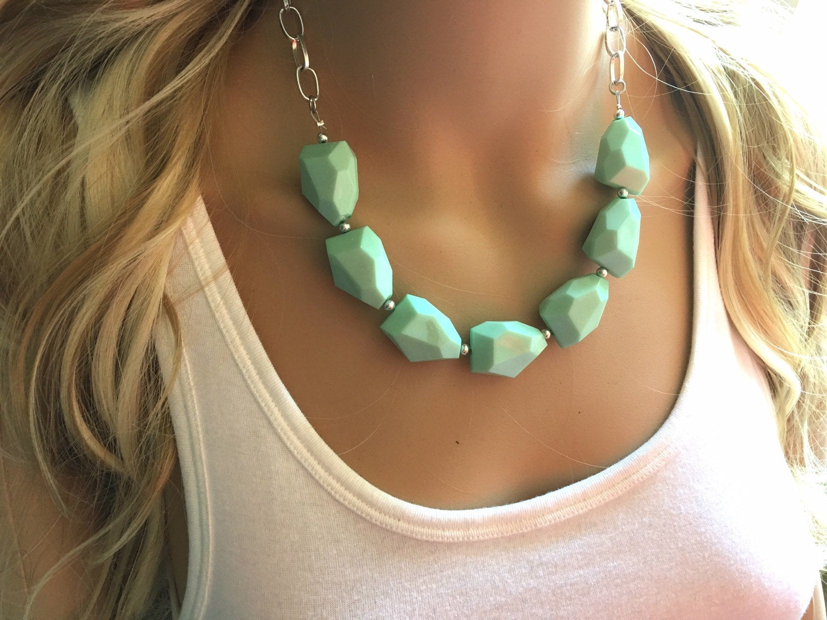 Mint green shop statement necklace