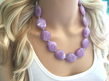 Load image into Gallery viewer, Purple Lavender Chunky Statement Necklace, Big beaded jewelry, single Strand Statement Necklace, Bib necklace, bridesmaid wedding, lilac