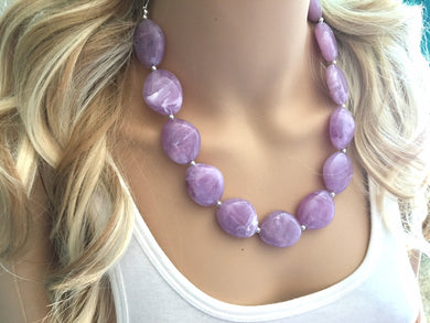 Purple Lavender Chunky Statement Necklace, Big beaded jewelry, single Strand Statement Necklace, Bib necklace, bridesmaid wedding, lilac