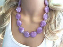 Load image into Gallery viewer, Purple Lavender Chunky Statement Necklace, Big beaded jewelry, single Strand Statement Necklace, Bib necklace, bridesmaid wedding, lilac