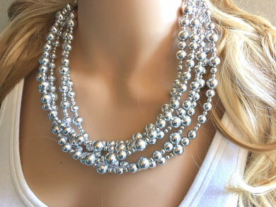 Christmas Necklace, mirror silver and BLING! Holiday Jewelry, Christmas Jewelry, silver Jewelry, Christmas Gift Christmas Present metallic