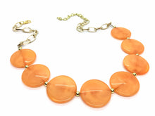 Load image into Gallery viewer, Creamy orange Statement Necklace &amp; Earrings, orange jewelry, Your Choice GOLD or SILVER, orange bib chunky necklace, orange necklace