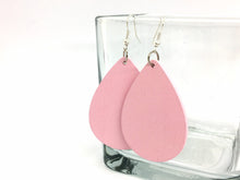 Load image into Gallery viewer, Teardrop wood earrings, painted wood earrings, wood jewelry, pink earrings, geometric blush pink earrings, statement earrings