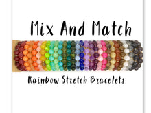 Load image into Gallery viewer, Colorful stretch rainbow bracelets, beaded silver jewelry, Mix and match stretchy bracelet, bubble pride arm stacking bracelet wrap