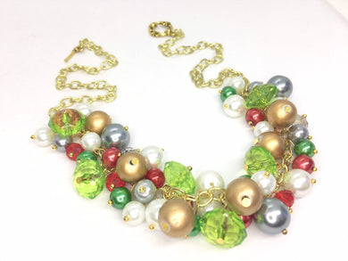 Christmas Necklace, Red, Silver, Green, Gold, and BLING! Holiday Jewelry, Christmas Jewelry, Red Green Jewelry, Christmas Gift Christmas Pre