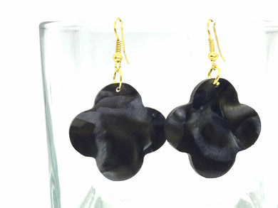 Black Clover Marble Earrings, Black drop Earrings, acrylic Filigree Earrings, resin lucite acetate acrylic boho black jewelry shamrock