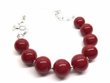 Load image into Gallery viewer, Maroon Cranberry Statement Necklace &amp; Earrings, red jewelry, Your Choice GOLD or SILVER, red bib chunky necklace, scarlett red necklace