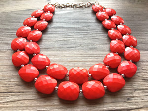 Red Statement jewelry set, Chunky Beaded Necklace, red Jewelry, red Necklace, red beaded necklace, red earrings, red bracelet, dress