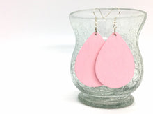 Load image into Gallery viewer, Teardrop wood earrings, painted wood earrings, wood jewelry, pink earrings, geometric blush pink earrings, statement earrings