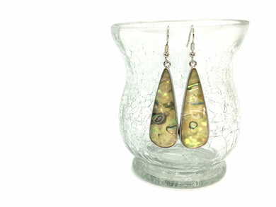 Genuine Abalone Earrings set in silver plated teardrops, silver drop earrings, shell jewelry, abalone jewelry, mother of pearl earrings