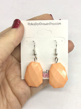 Load image into Gallery viewer, Peach orange Statement Earrings, peach jewelry, Your Choice GOLD or SILVER, peach bib chunky peach bridesmaid earrings