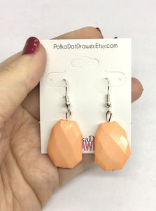 Peach orange Statement Earrings, peach jewelry, Your Choice GOLD or SILVER, peach bib chunky peach bridesmaid earrings