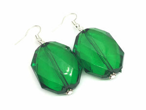 Dark Green earrings + Single Strand Big Beaded Statement Necklace, green Jewelry, green beaded necklace, green beaded necklace, bridesmaid