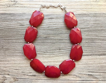 Load image into Gallery viewer, Dark Red Big beaded Statement Chunky Necklace, wine red necklace, red necklace, maroon necklace, big bead necklace, bridesmaid necklace