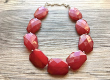 Load image into Gallery viewer, Dark Red Big beaded Statement Chunky Necklace, wine red necklace, red necklace, maroon necklace, big bead necklace, bridesmaid necklace