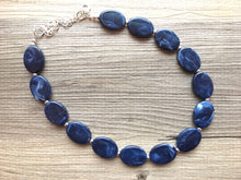 Load image into Gallery viewer, Navy Blue Statement Necklace Jewelry Set, Chunky Jewelry Big Beaded Single Strand Necklace, blue Necklace, dark blue Jewelry Set