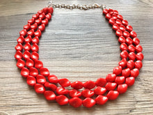 Load image into Gallery viewer, Red Statement jewelry set, Chunky Beaded Necklace, red Jewelry, red Necklace, red beaded necklace, red earrings, Valentines Day