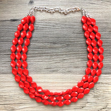 Load image into Gallery viewer, Red Statement jewelry set, Chunky Beaded Necklace, red Jewelry, red Necklace, red beaded necklace, red earrings, Valentines Day