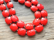 Load image into Gallery viewer, Red Statement jewelry set, Chunky Beaded Necklace, red Jewelry, red Necklace, red beaded necklace, red earrings, red bracelet, dress