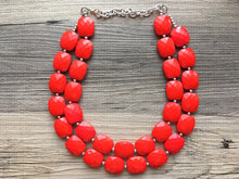 Load image into Gallery viewer, Red Statement jewelry set, Chunky Beaded Necklace, red Jewelry, red Necklace, red beaded necklace, red earrings, red bracelet, dress