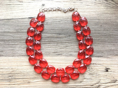 Red Statement jewelry set, Chunky Beaded Necklace, red Jewelry, red Necklace, red beaded necklace, red earrings, red bracelet, dress