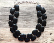 Load image into Gallery viewer, Double Black chunky statement necklace, bib jewelry black necklace, black jewelry, black beaded necklace, black bubble, black cloud necklace