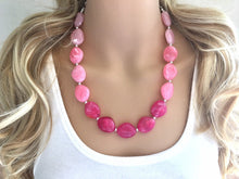 Load image into Gallery viewer, Pink Ombré Chunky Statement jewelry set, Big bib beaded jewelry, Single Strand Statement Necklace earrings, bridesmaid wedding, Magnolia