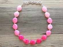 Load image into Gallery viewer, Pink Ombré Chunky Statement jewelry set, Big bib beaded jewelry, Single Strand Statement Necklace earrings, bridesmaid wedding, Magnolia