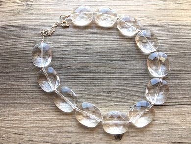 Resin Single Strand Clear Crystal Statement Necklace, Bib necklace, everyday necklace, beaded necklace, bridesmaid necklace, translucent