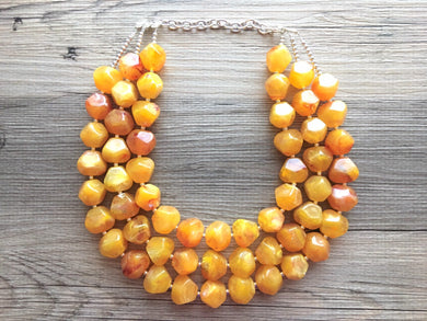 XL Collar Marigold Chunky Statement Necklace, Big beaded jewelry, red orange Statement Necklace, Bib necklace, yellow bridesmaid wedding